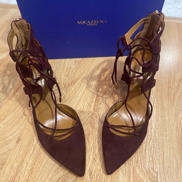 NEW in Box STUNNING Aquazurra Prune Suede Pumps - Picture 3 of 4